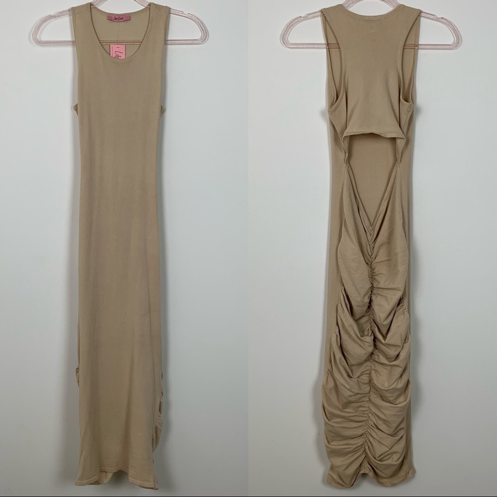Lilly’s Kloset Ruched Bodycon Maxi Dress Open Back NWT